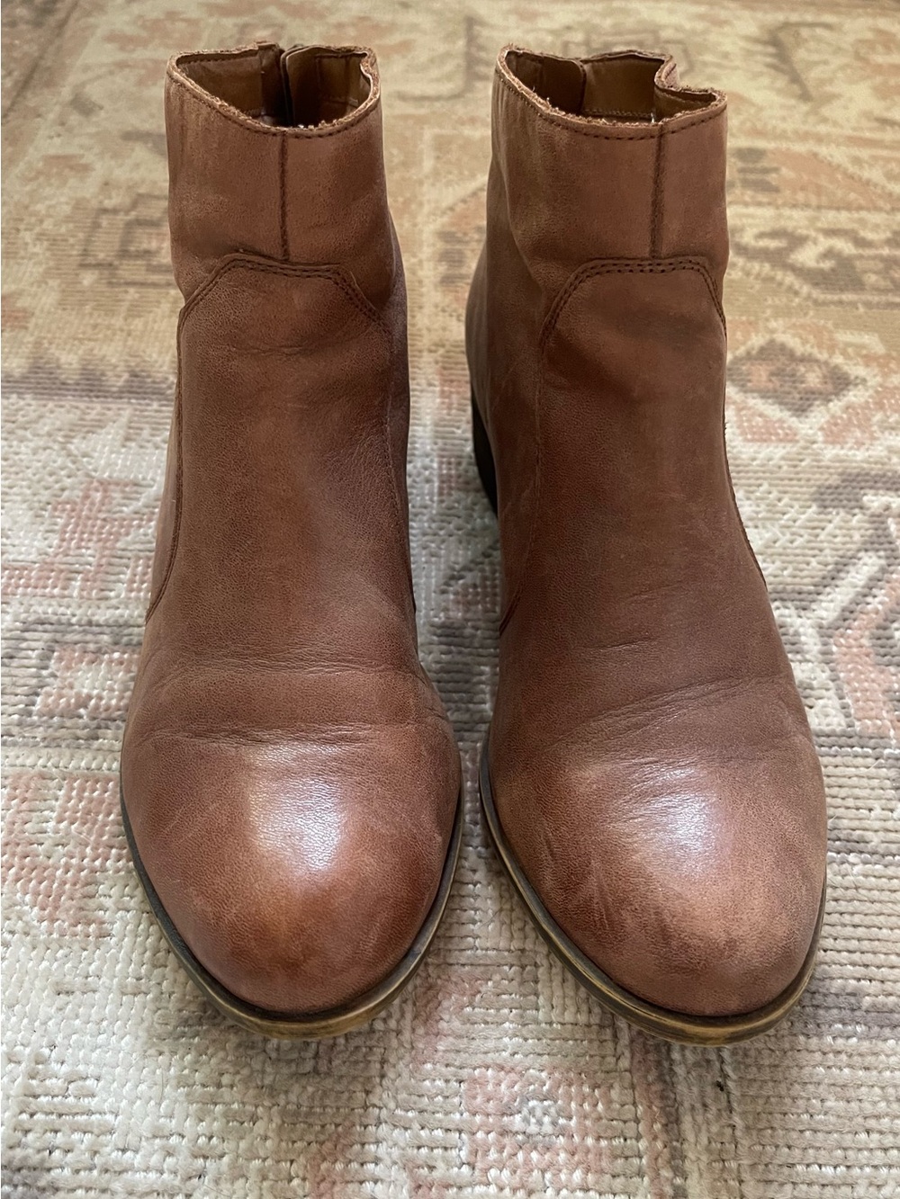 Lucky Brand Cognac Leather Ankle Booties